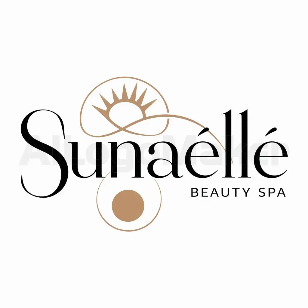 a logo design,with the text "Sunaelle", main symbol:soleil, perle,complex,be used in Beauty Spa industry,clear background