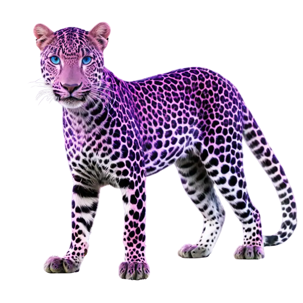 Vibrant-PNG-Image-of-a-Pink-Leopard-with-Purple-Spots-Blue-Eyes-and-Four-Legs-on-Transparent-Background