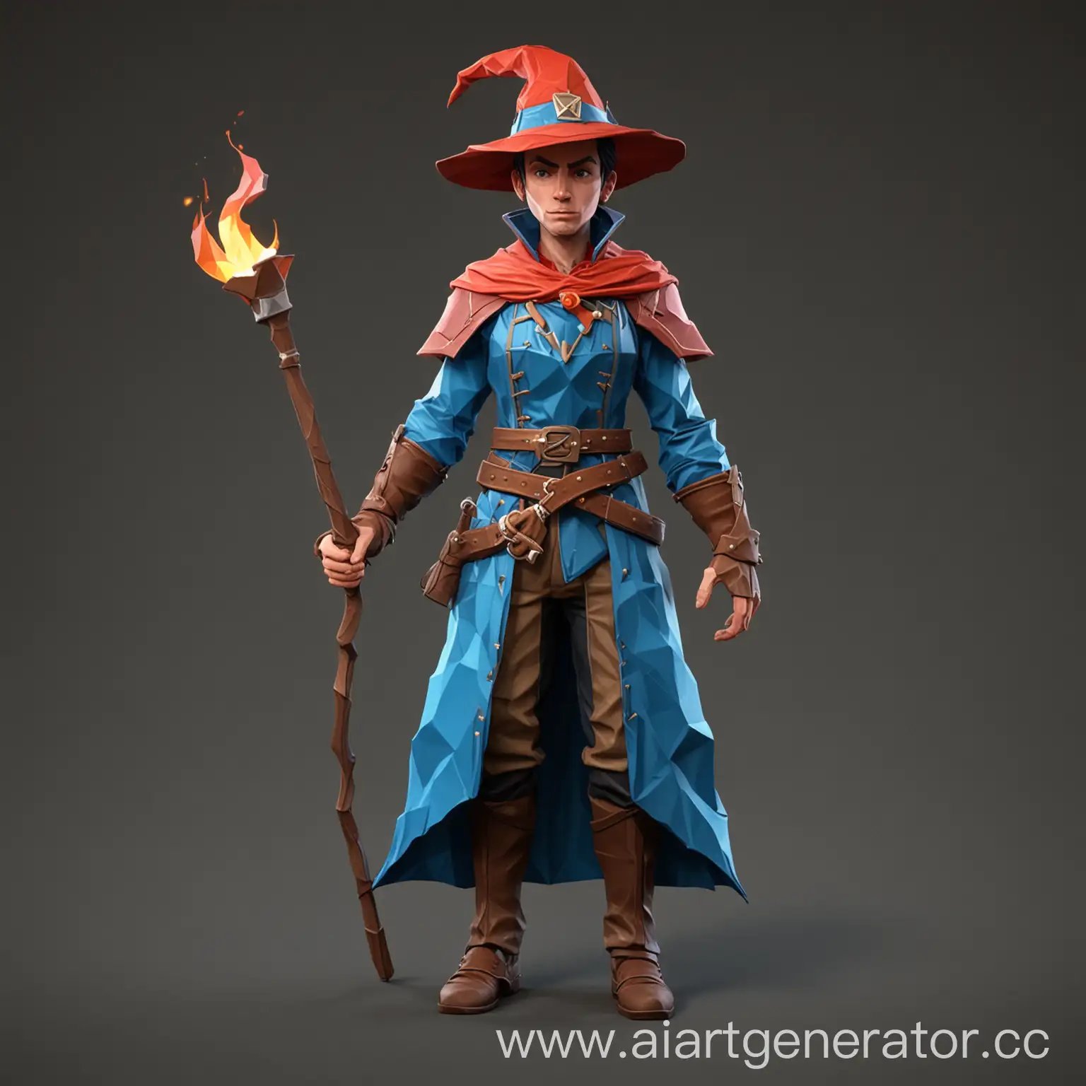 Minimalist-LowPoly-Model-Mage-Casting-Enchantment-Spell