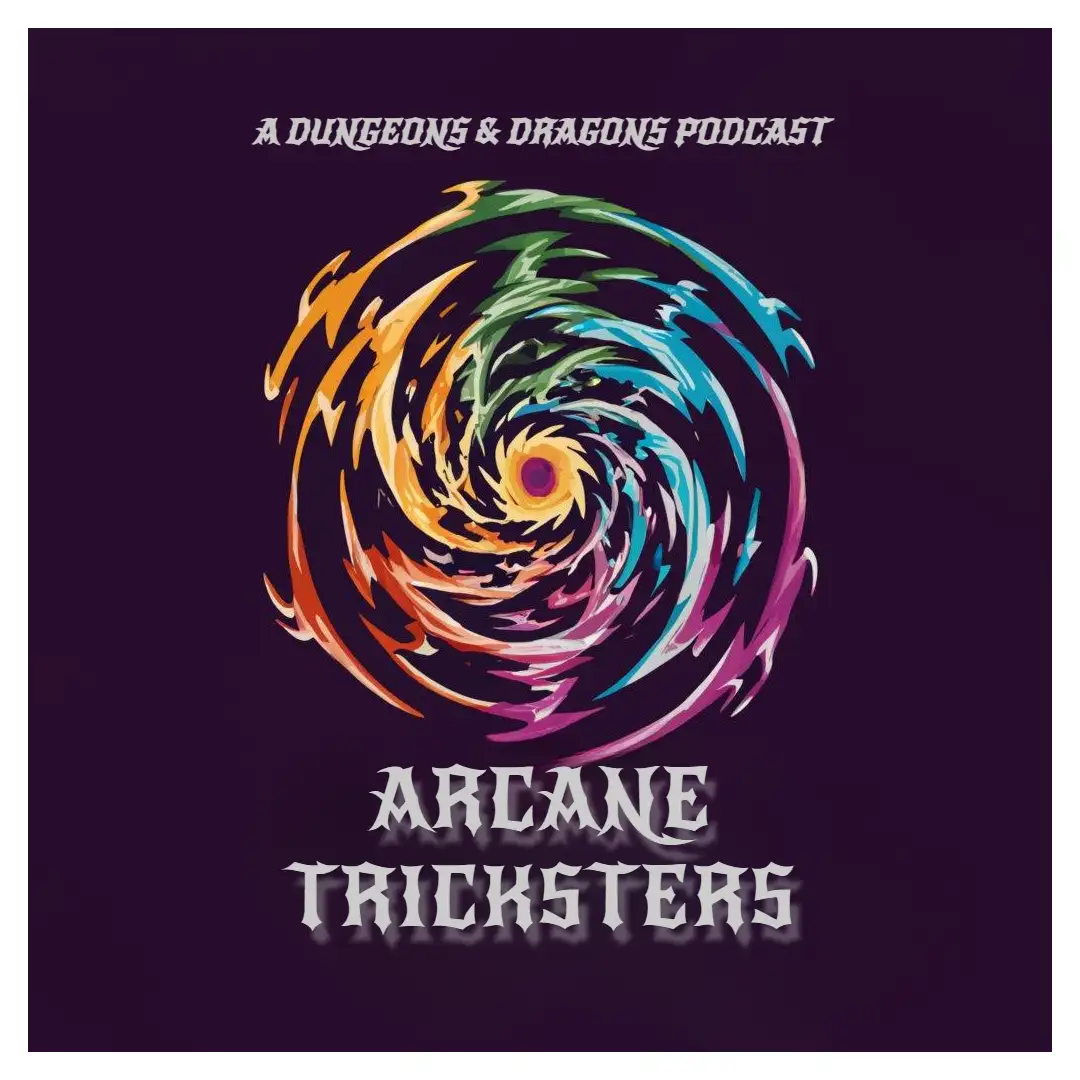 a logo design,with the text "Arcane Tricksters", main symbol:a magic swirl,complex,be used in Entertainment industry,clear background