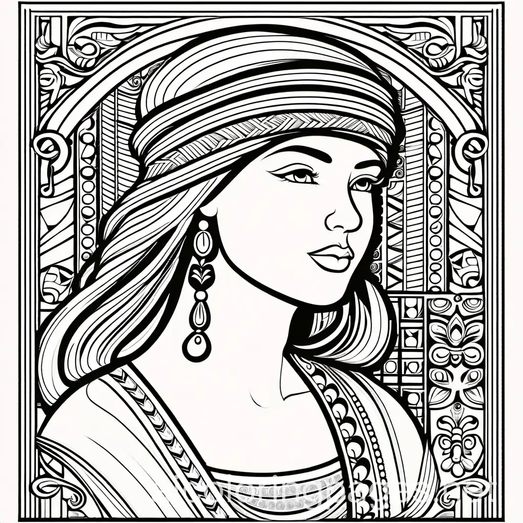 lady Elowen, Coloring Page, black and white, line art, white background, Simplicity, Ample White Space. The background of the coloring page is plain white to make it easy for young children to color within the lines. The outlines of all the subjects are easy to distinguish, making it simple for kids to color without too much difficulty