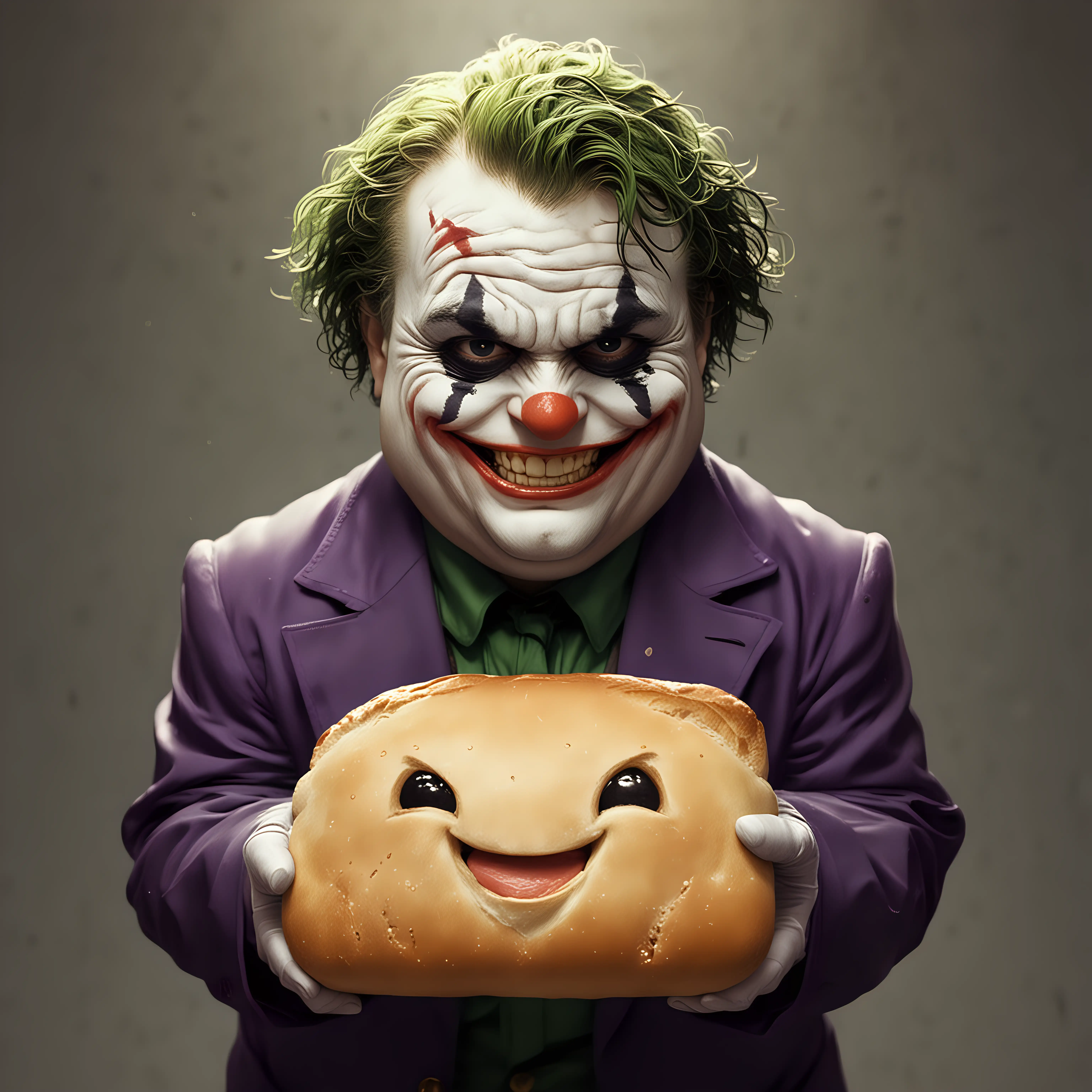 Cheerful Joker with a Loaf of Bread