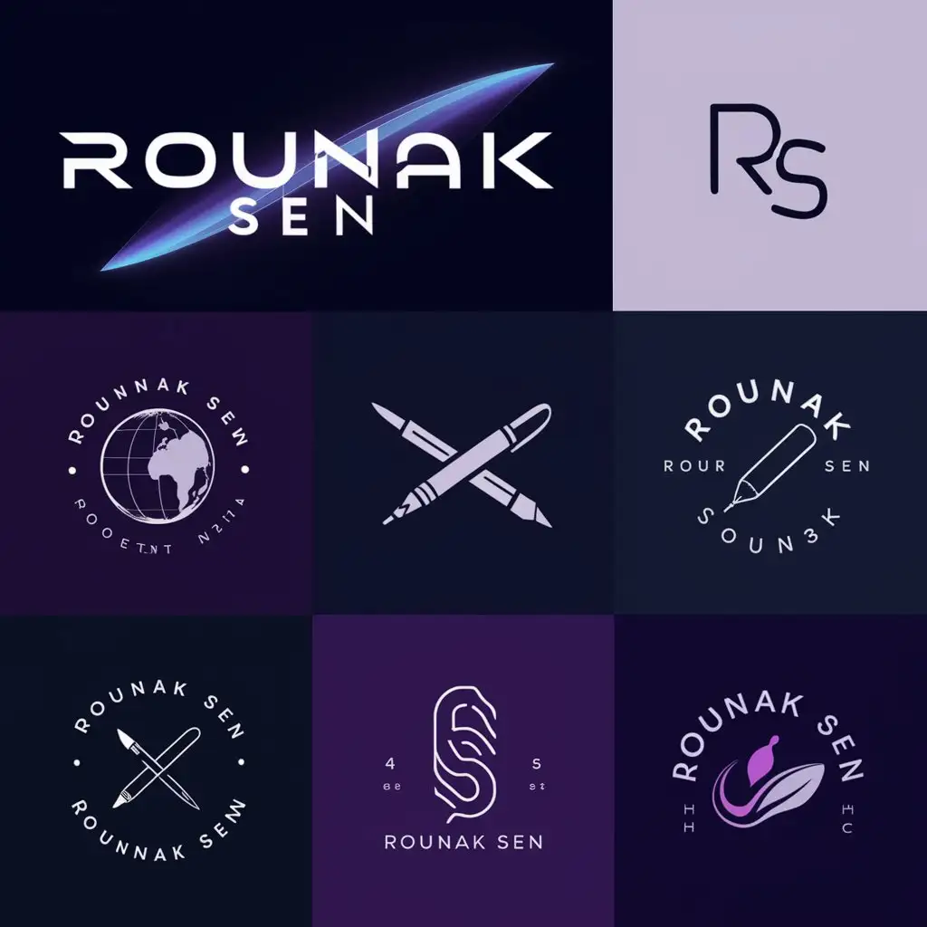 generate 9 logos for "Rounak Sen"