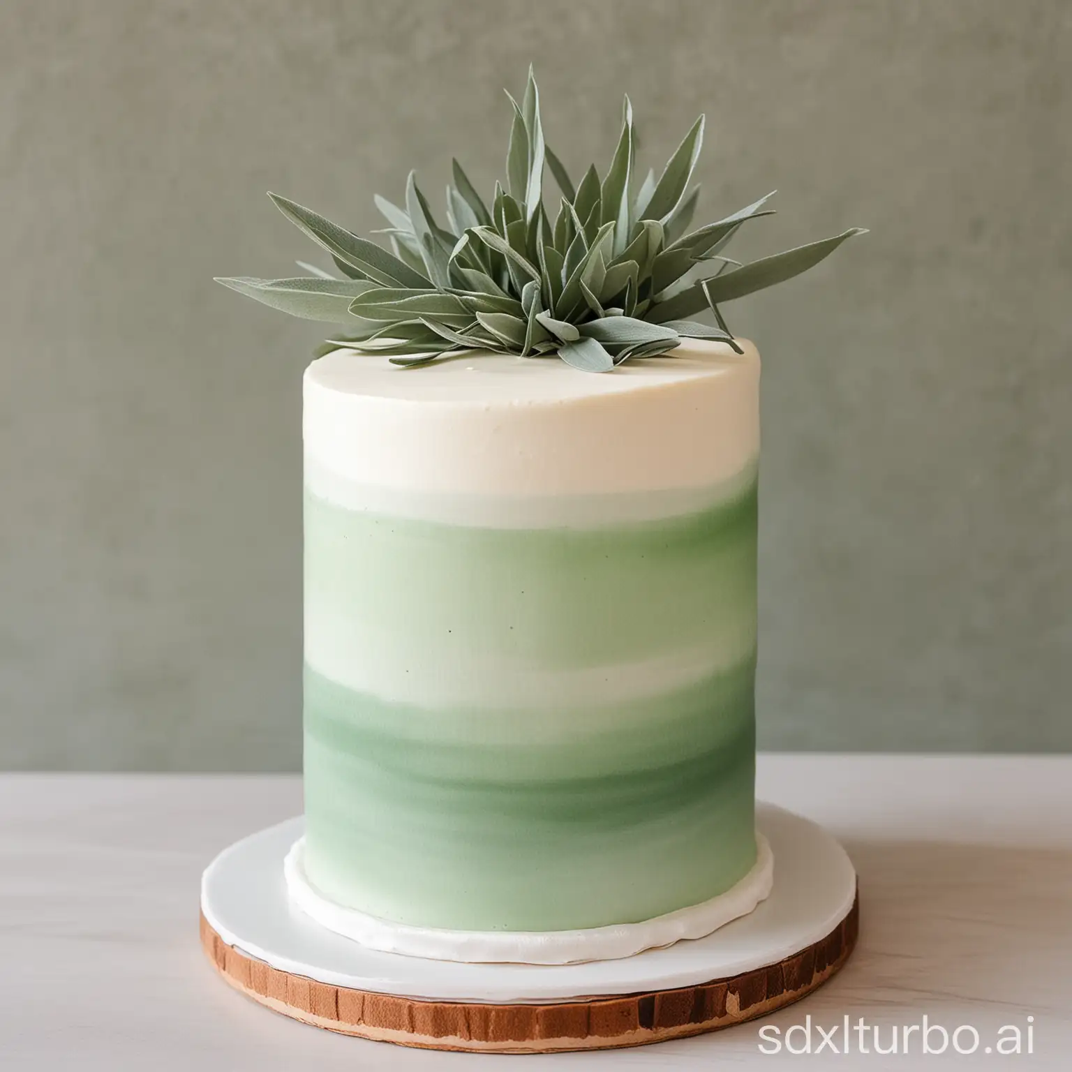 Elegant-Sage-Decoration-on-a-Wedding-Cake