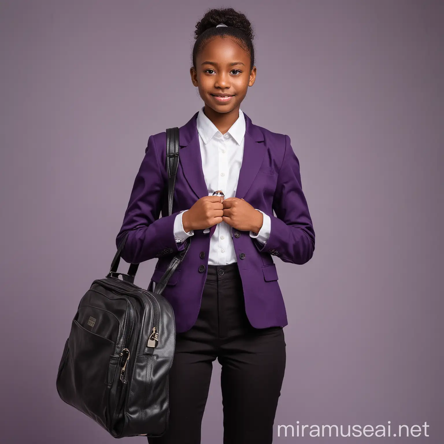Confident African College Girls in Stylish Purple Blazers