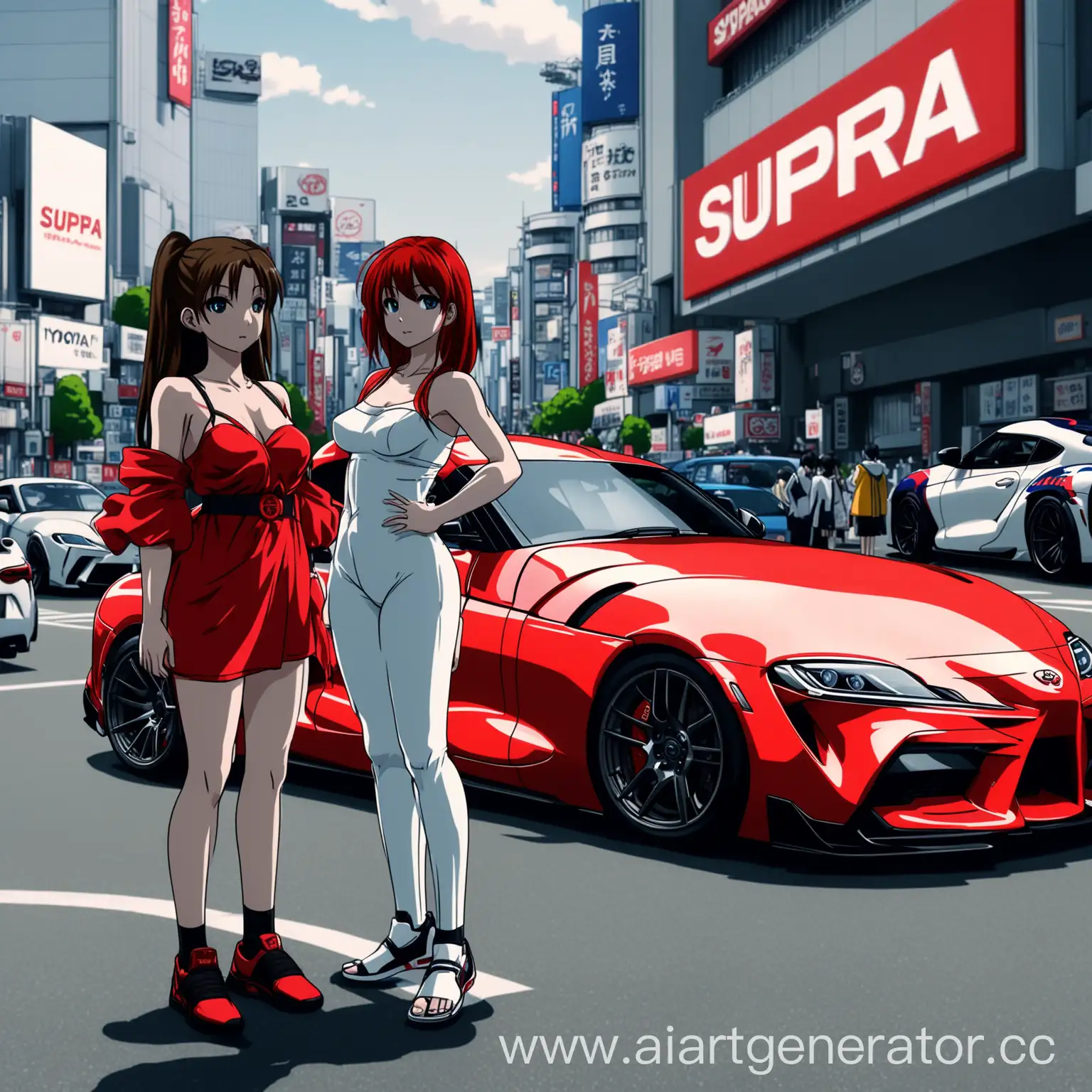 Tuned-Toyota-Supra-and-Anime-Girl-in-4K-Anime-Scene