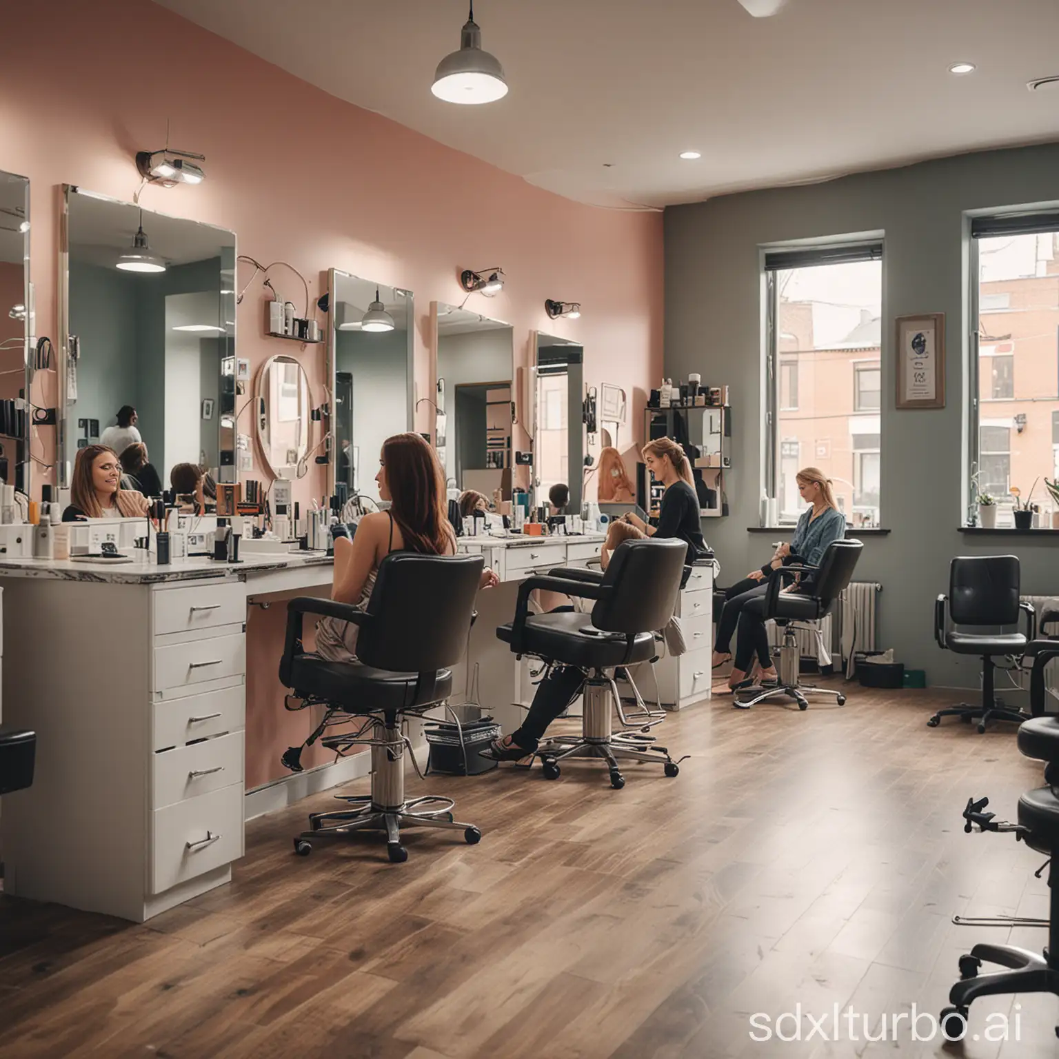 Vibrant-Salon-Scene-Multitasking-Beauty-Services-with-Integrated-Management-Software