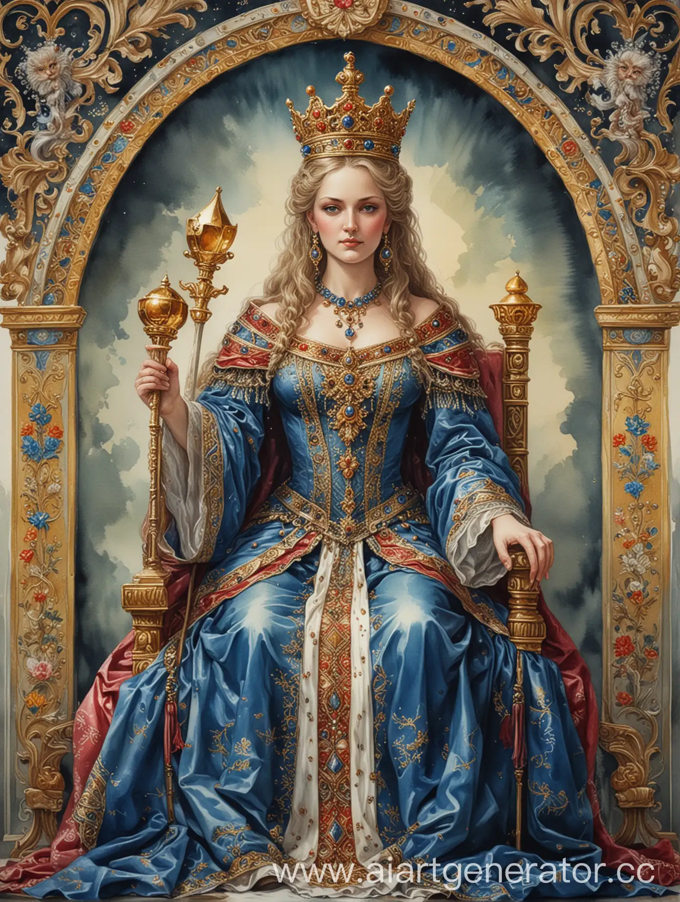 Russian-Empress-Tarot-Arcan-Emperor-Watercolor-Portrait