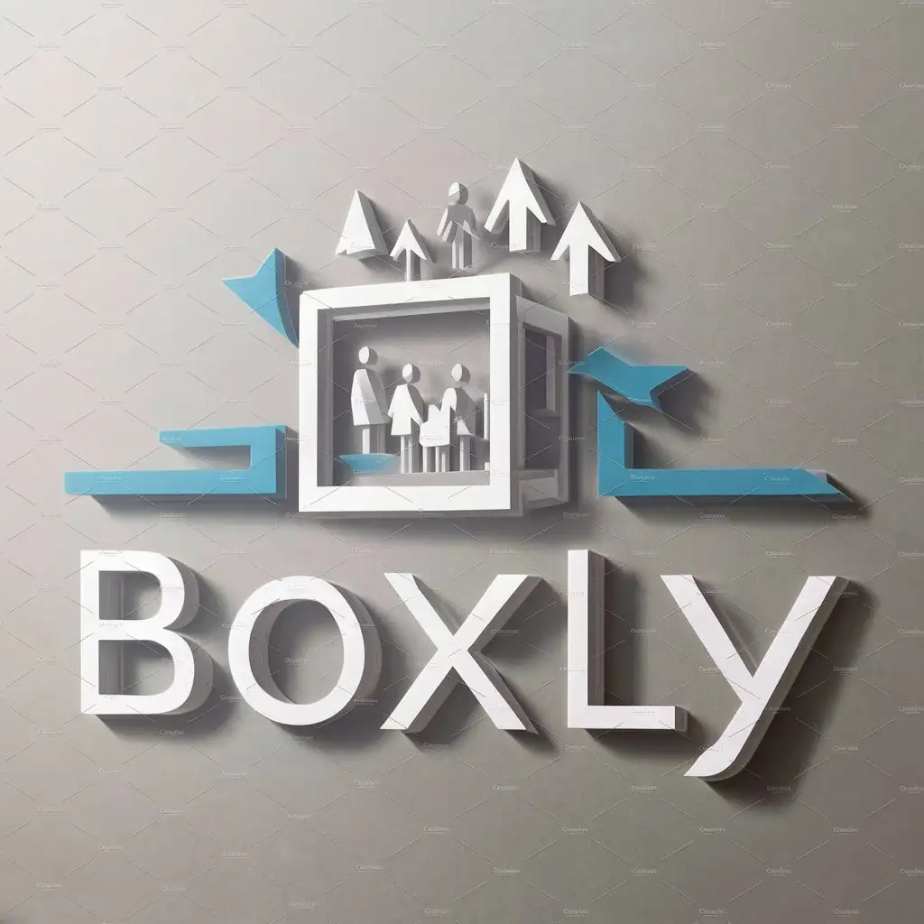 a logo design,with the text 'Boxly', main symbol:A box, communication, people,Moderate,clear background
