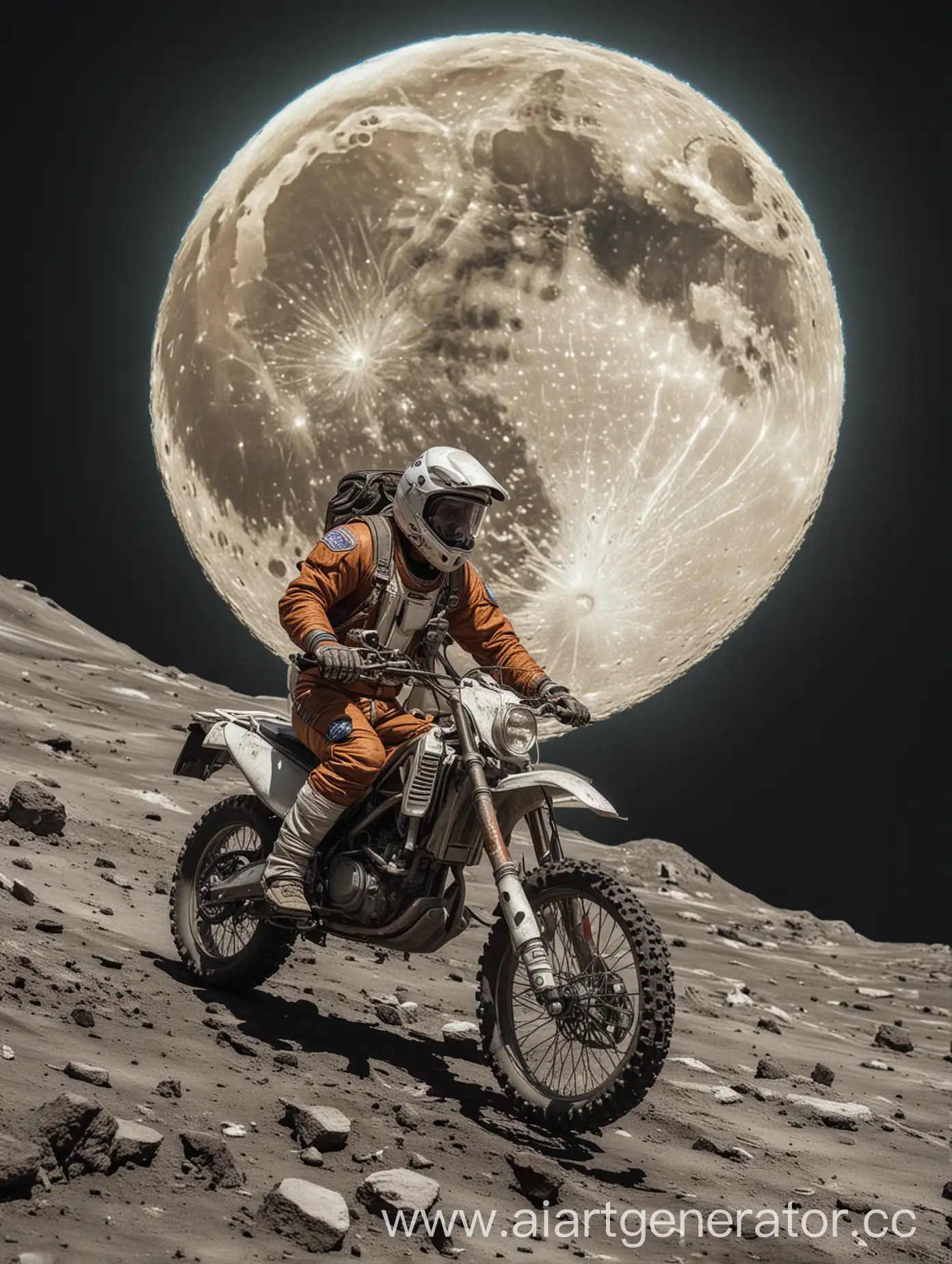 motocyclist on the moon