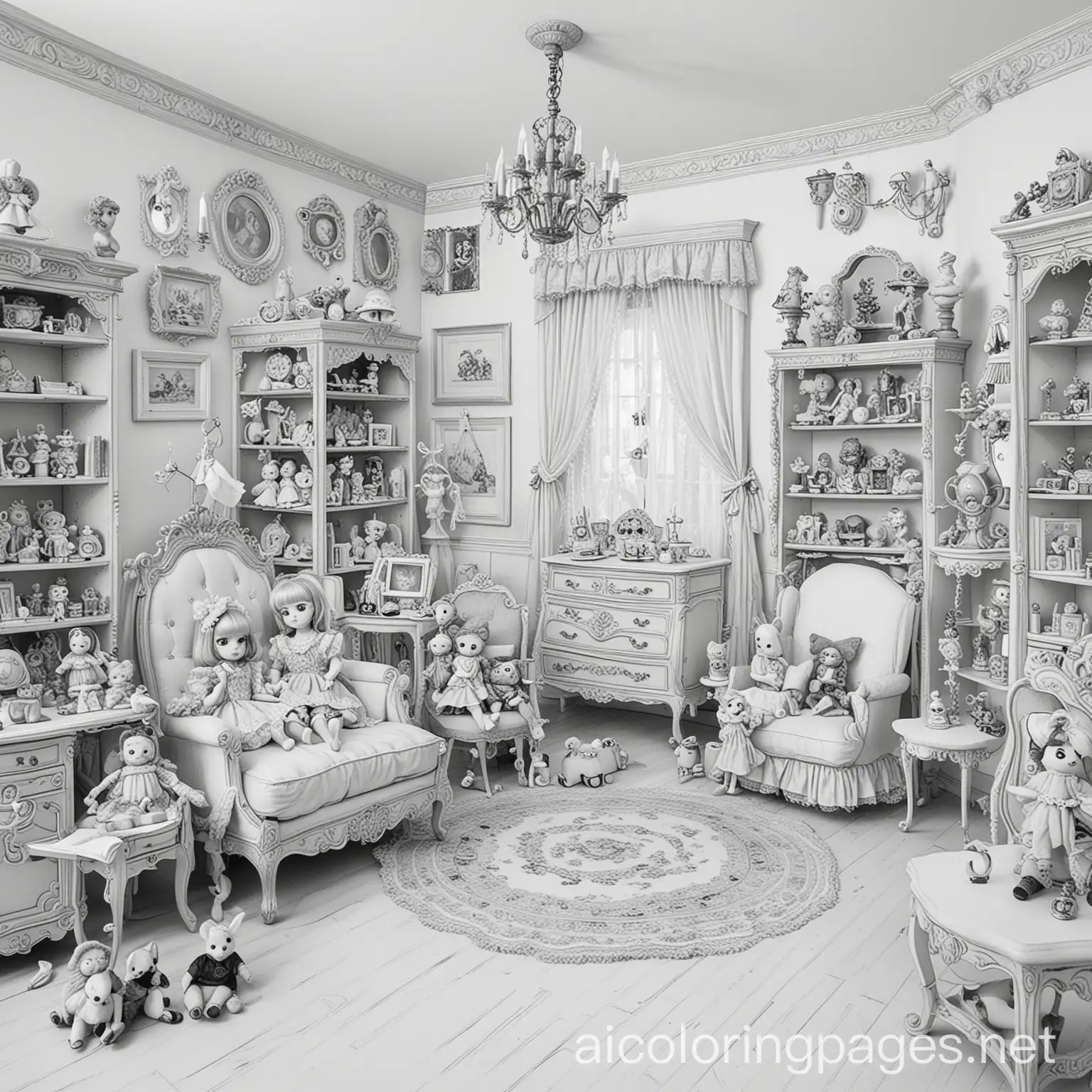 Vintage-Lolita-Room-with-Rushton-Dolls-and-Creepy-Toys-Coloring-Page