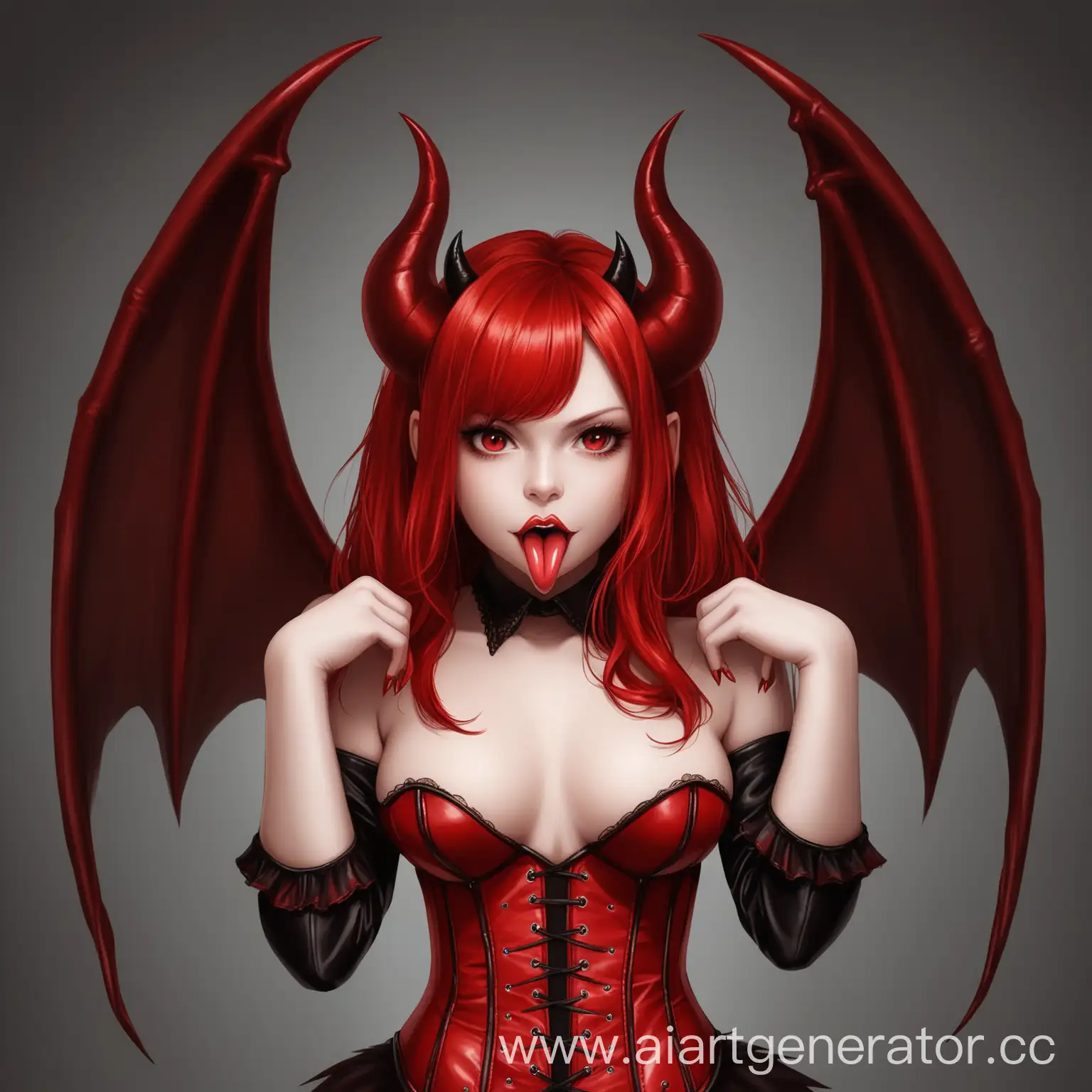 RedHaired-Devil-Girl-with-Wings-and-Tongue-Out-in-Leather-Corset