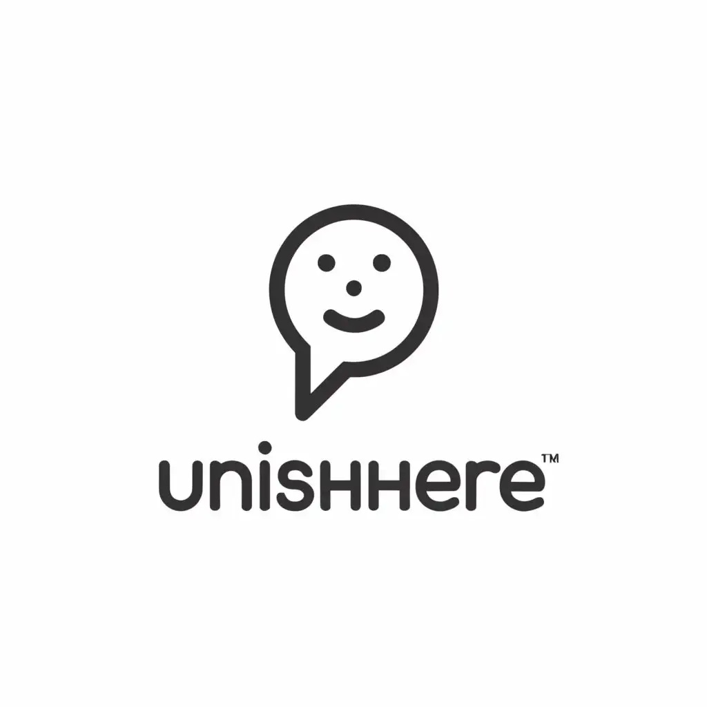 a logo design,with the text "UniSphere", main symbol:Circular dialogue box, smiley face,Minimalistic,be used in Internet industry,clear background