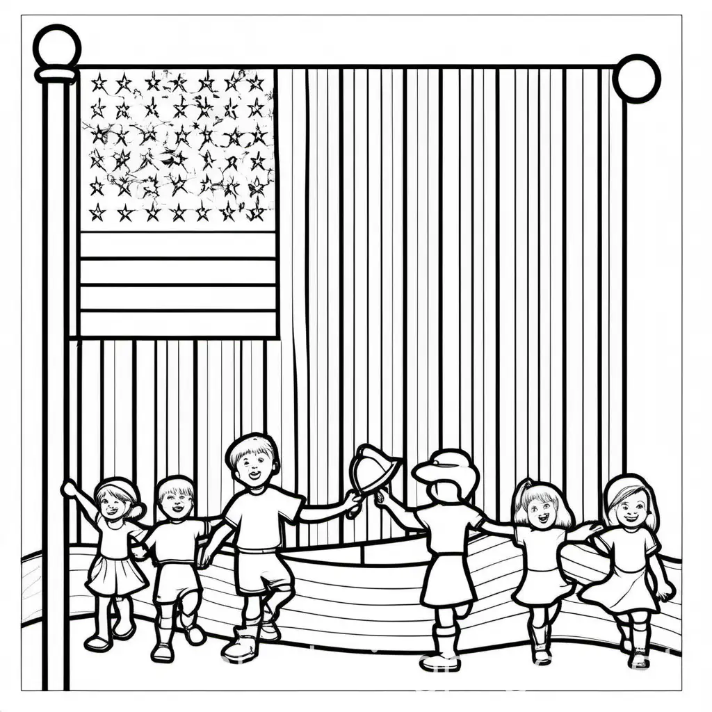 Happy-Memorial-Day-Flag-Coloring-Page-Simple-Line-Art-for-Kids