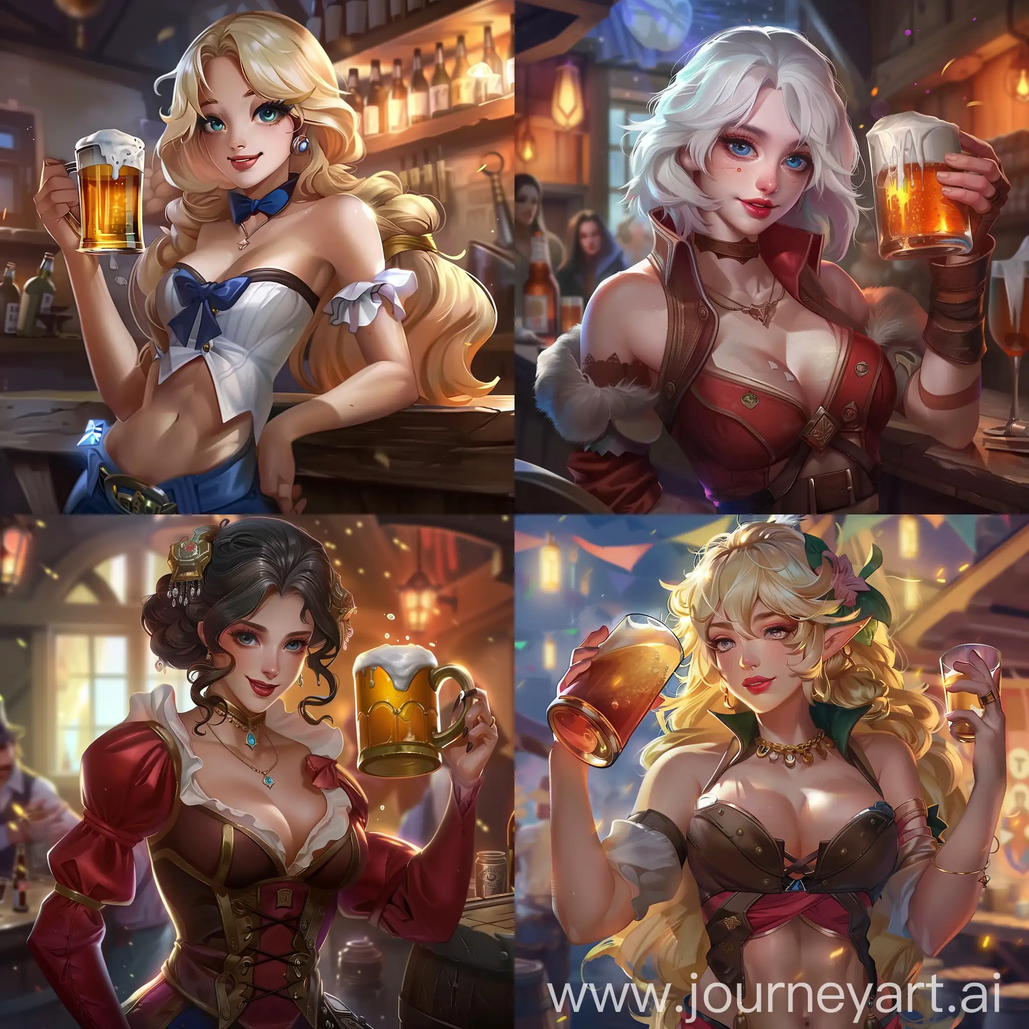 персонаж  фанни из игры mobile legends с кружкой пива в руках