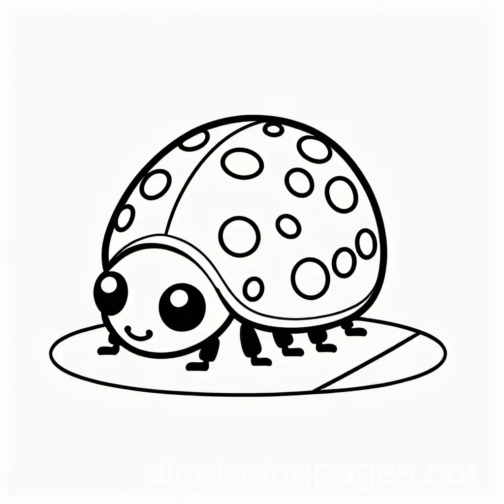 Baby ladybug, Coloring Page, black and white, line art, white background, Simplicity, Ample White Space. The background of the coloring page is plain white to make it easy for young children to color within the lines. The outlines of all the subjects are easy to distinguish, making it simple for kids to color without too much difficulty