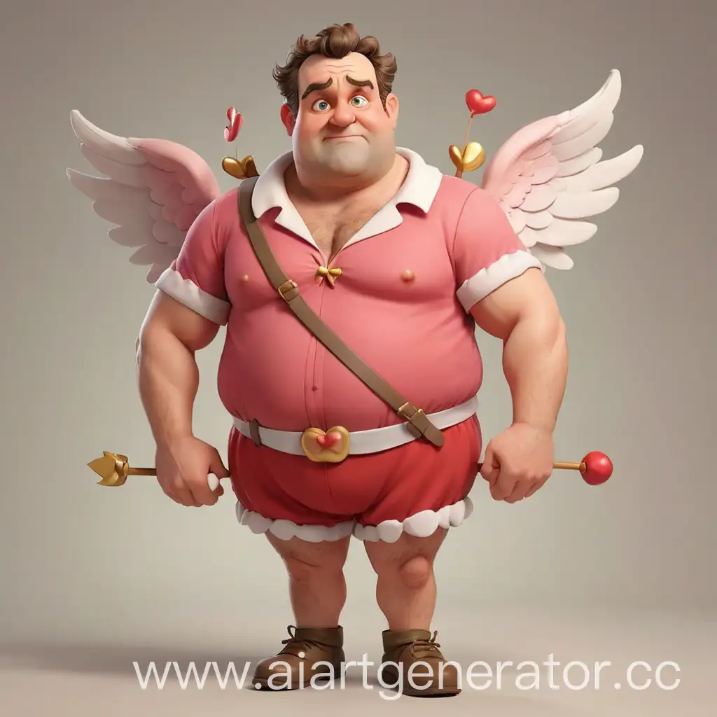 Cartoon-MiddleAged-Man-in-Cupid-Costume-with-Bow