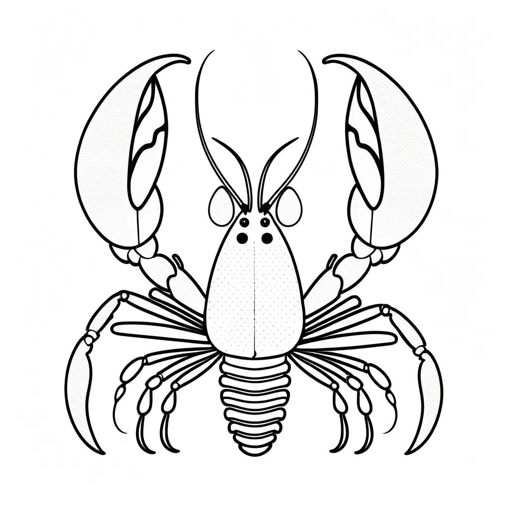 cute lobster, Coloring Page, black and white, line art, white background, Simplicity, Ample White Space