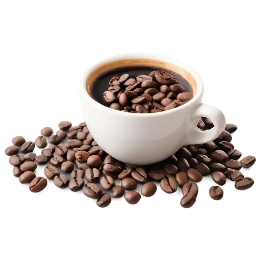 HighQuality-PNG-Image-of-a-Cup-of-Coffee-and-Coffee-Beans-Enhance-Your-Visual-Content