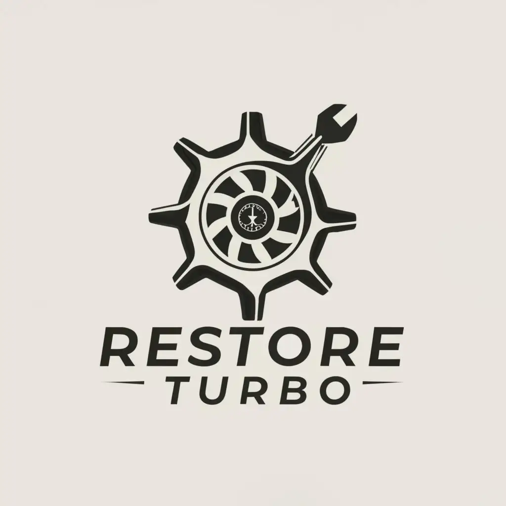 a logo design,with the text "Restore Turbo", main symbol:sale
remont
turbo
Auto
,Минималистичный,be used in Автомобильная industry,clear background