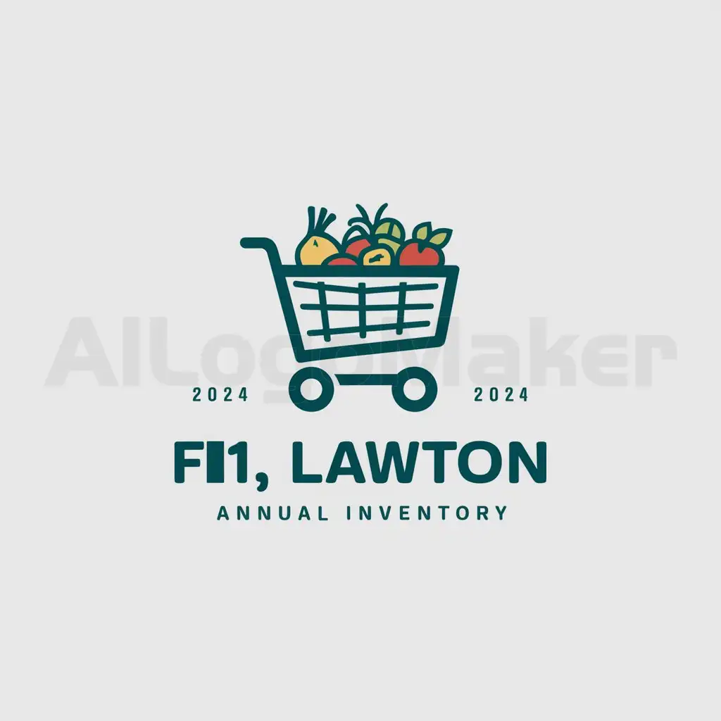 a logo design,with the text "F1 LAWTON ANNUAL INVENTORY 2024", main symbol:push cart, grocery,Moderate,be used in Retail industry,clear background