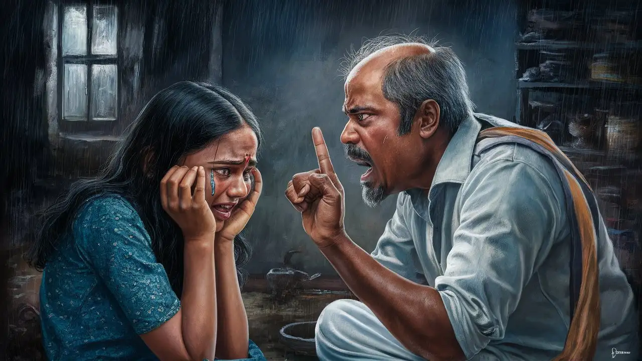 Indian Father Scolding 16YearOld Daughter Emotional Family Conflict