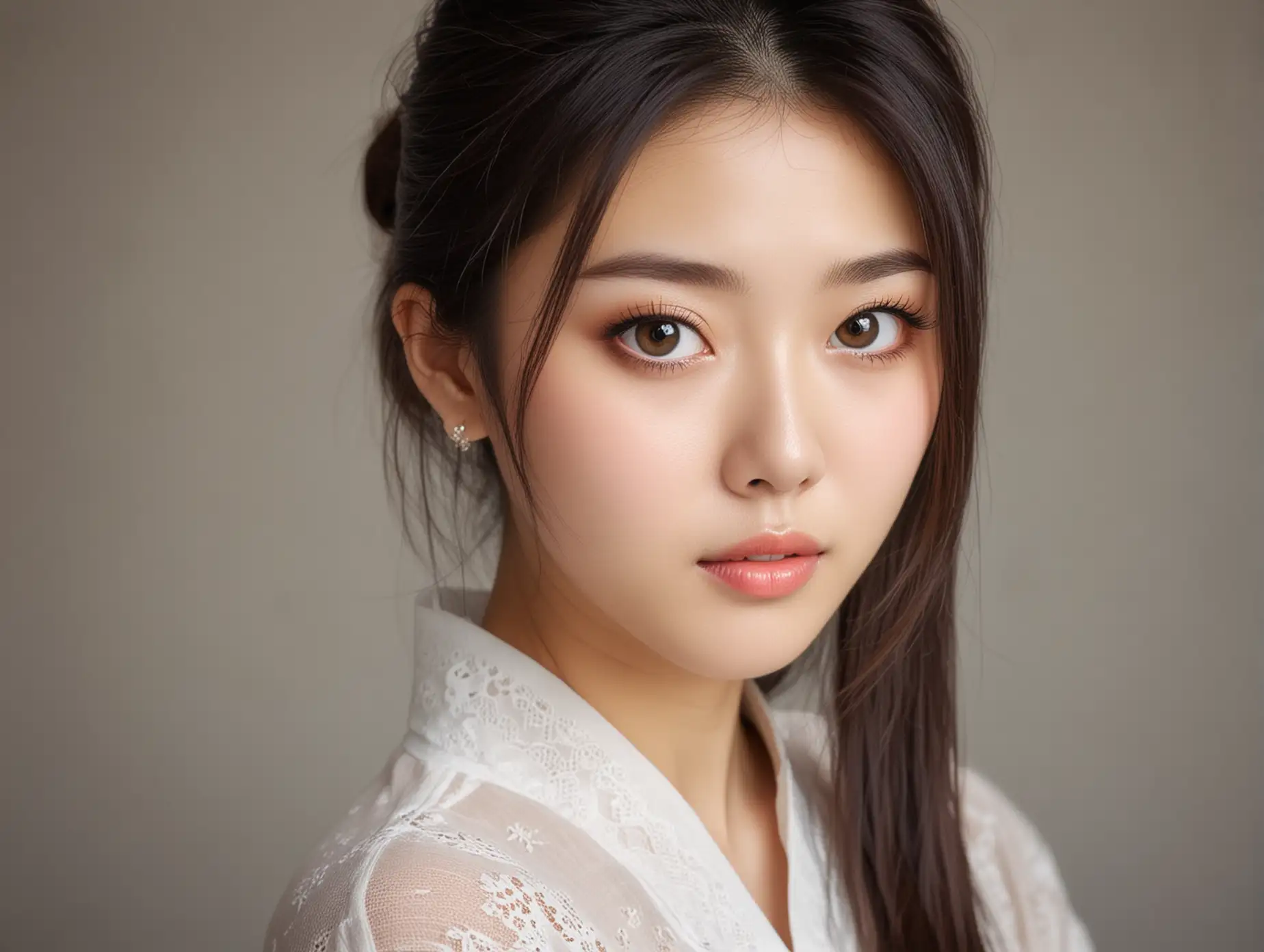 a beautiful chinese women with big eyes,whole body