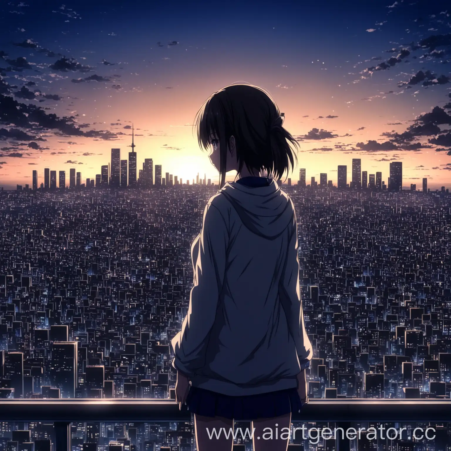 Anime-Girl-Admiring-City-Skyline-at-Dusk