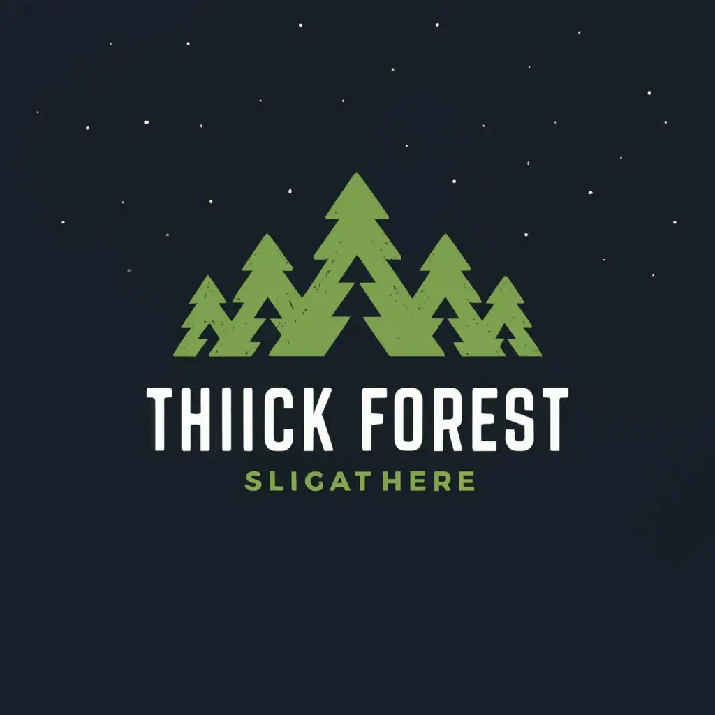 a logo design,with the text "Thick forest", main symbol:silhouette of the forest,Moderate,be used in Construction industry,clear background