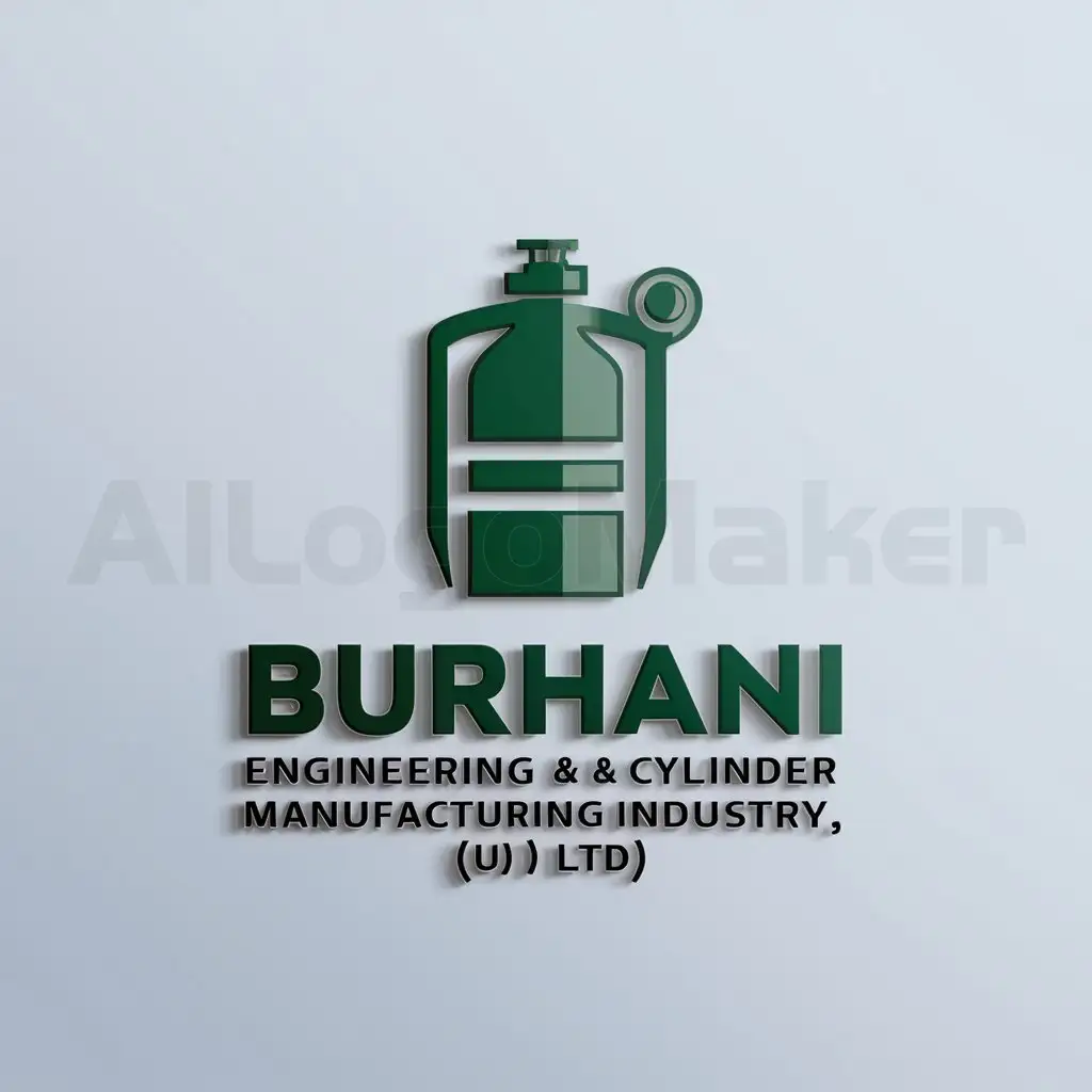a logo design,with the text "Burhani Engineering & Cylinder Manufacturing Industry (U) Ltd", main symbol:Gas cylinder manufacturing, engineering industry green color,Moderate,clear background