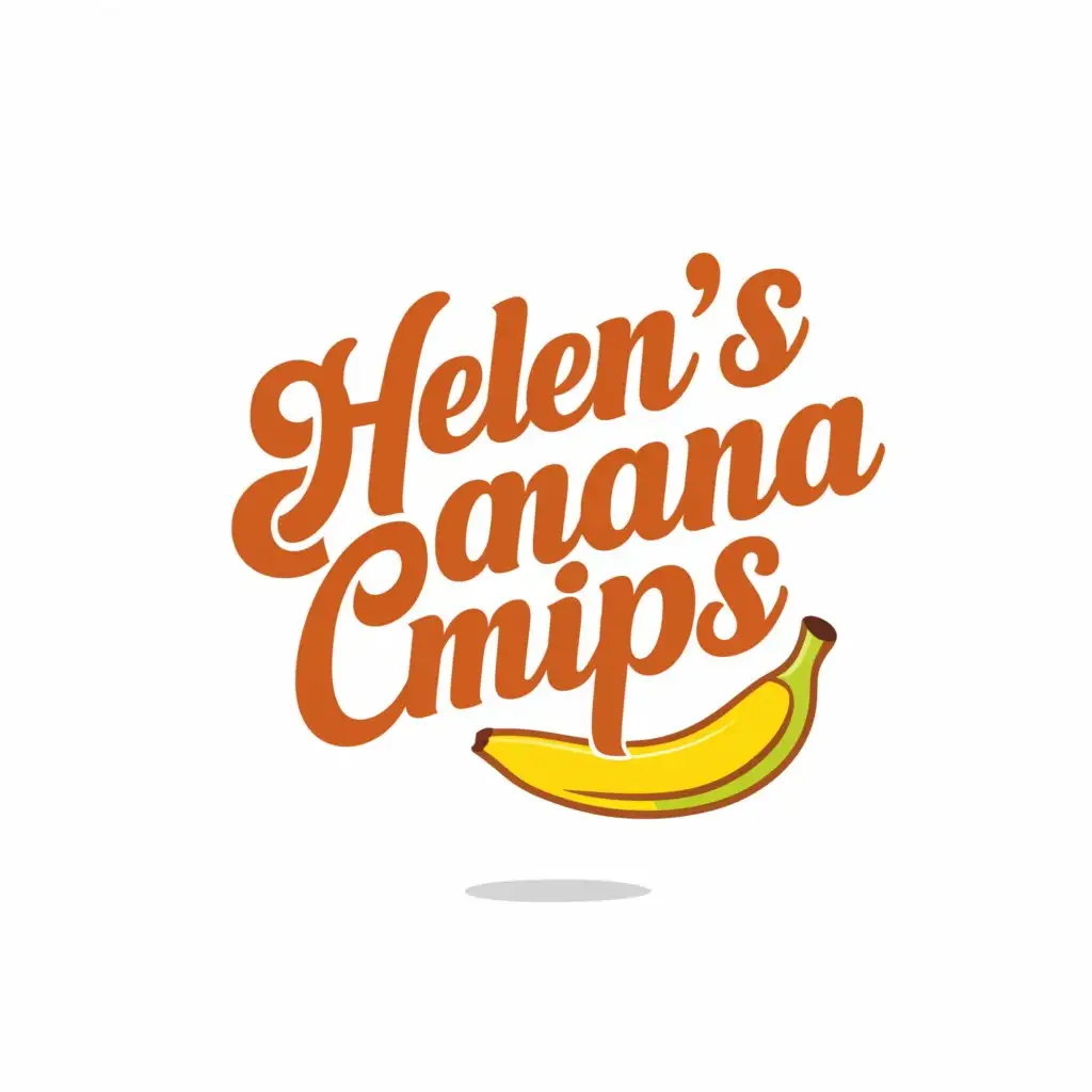 a logo design,with the text "Helen's Banana Chips", main symbol:banana chips,Minimalistic,clear background