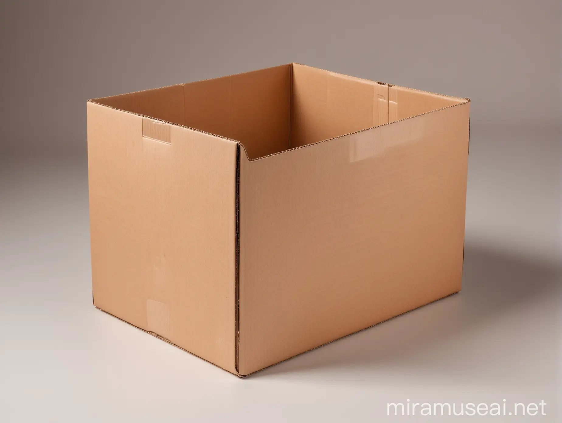 пустая коробка из гофрокартона, белый фон, фото