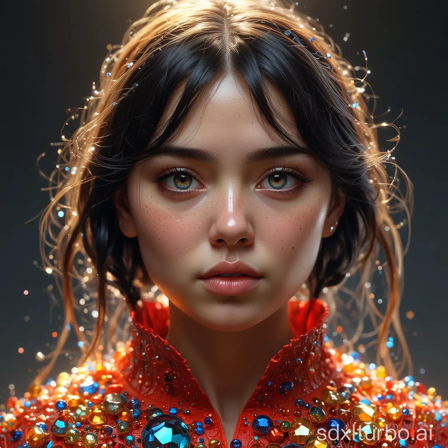 Stunning-Tiny-Girl-HyperRealistic-3D-Render-with-Intricate-Details-by-Mikhail-Garmash-and-Yayoi-Kusama