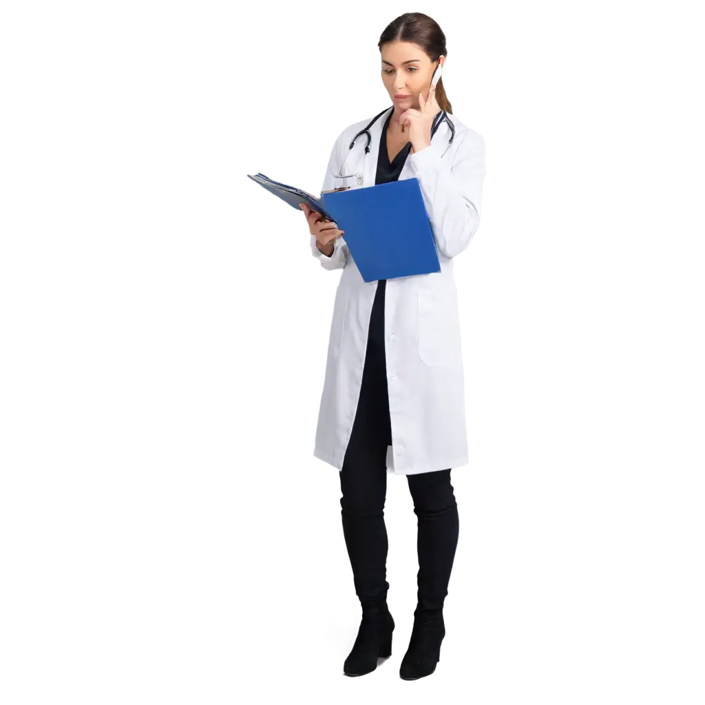 Female-Doctor-Examining-Medical-Reports-HighQuality-PNG-Image