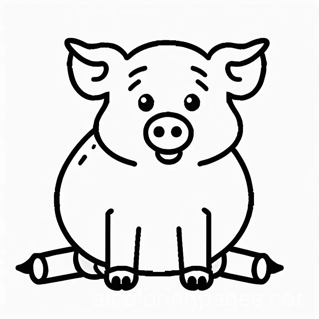 pig, coloring page, infant, thick lines, no shading, no background image Coloring Page, black and white, line art, white background, Simplicity, Ample White Space. The background of the coloring page is plain white to make it easy for young children to color within the lines. The outlines of all the subjects are easy to distinguish, making it simple for kids to color without too much difficulty