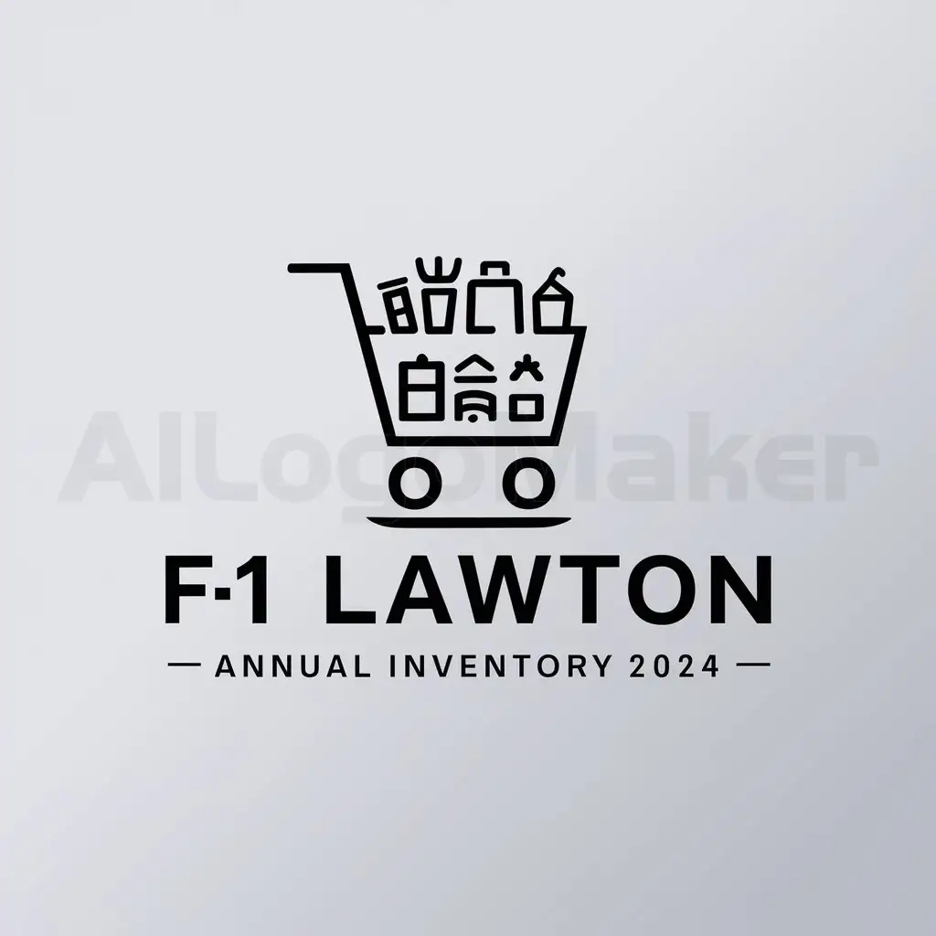 a logo design,with the text "F1 LAWTON ANNUAL INVENTORY 2024", main symbol:push cart,grocery,Moderate,be used in Retail industry,clear background