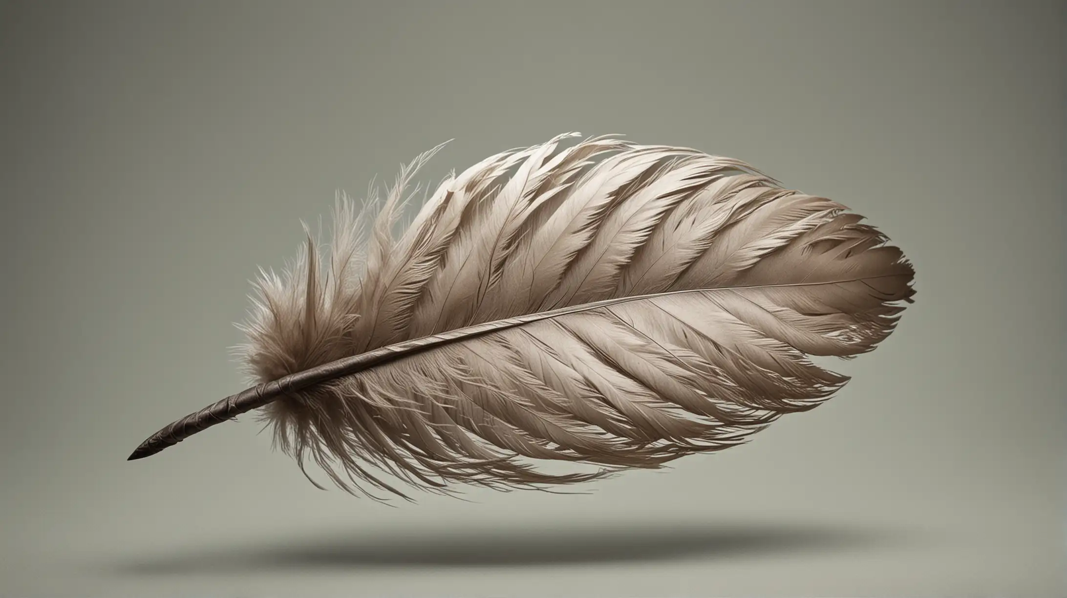 Floating Curled Feather on Simple Background