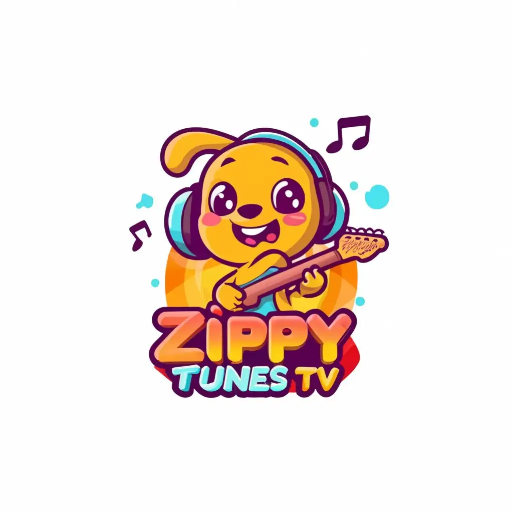 LOGO-Design-For-Zippy-Tunes-TV-Playful-Cartoon-Character-in-Vibrant-Colors