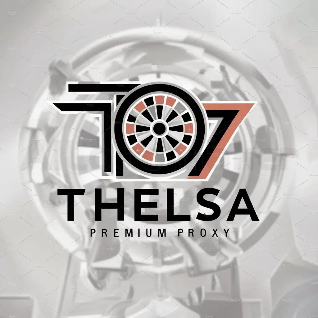 a logo design,with the text "Thelsa Premium Proxy", main symbol:Roulette Wheel in the game GrowTopia,complex,be used in Entertainment industry,clear background