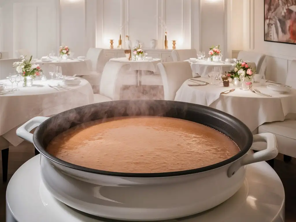 Elegant-Dining-Scene-Cooking-Porridge-in-White-Pots