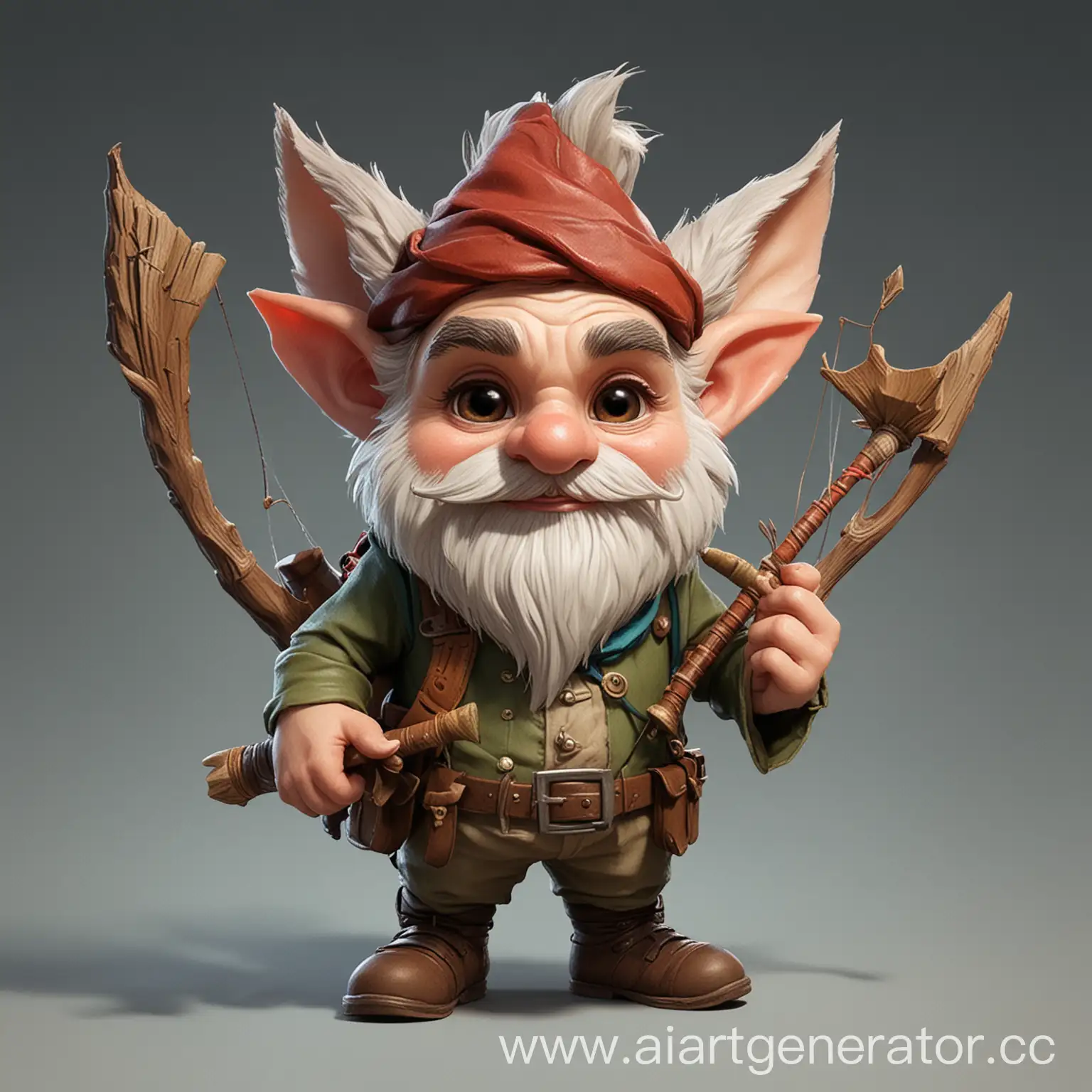 Enchanting-Forest-Gnome-Bard-Playing-Flute-and-Armed-with-Bow