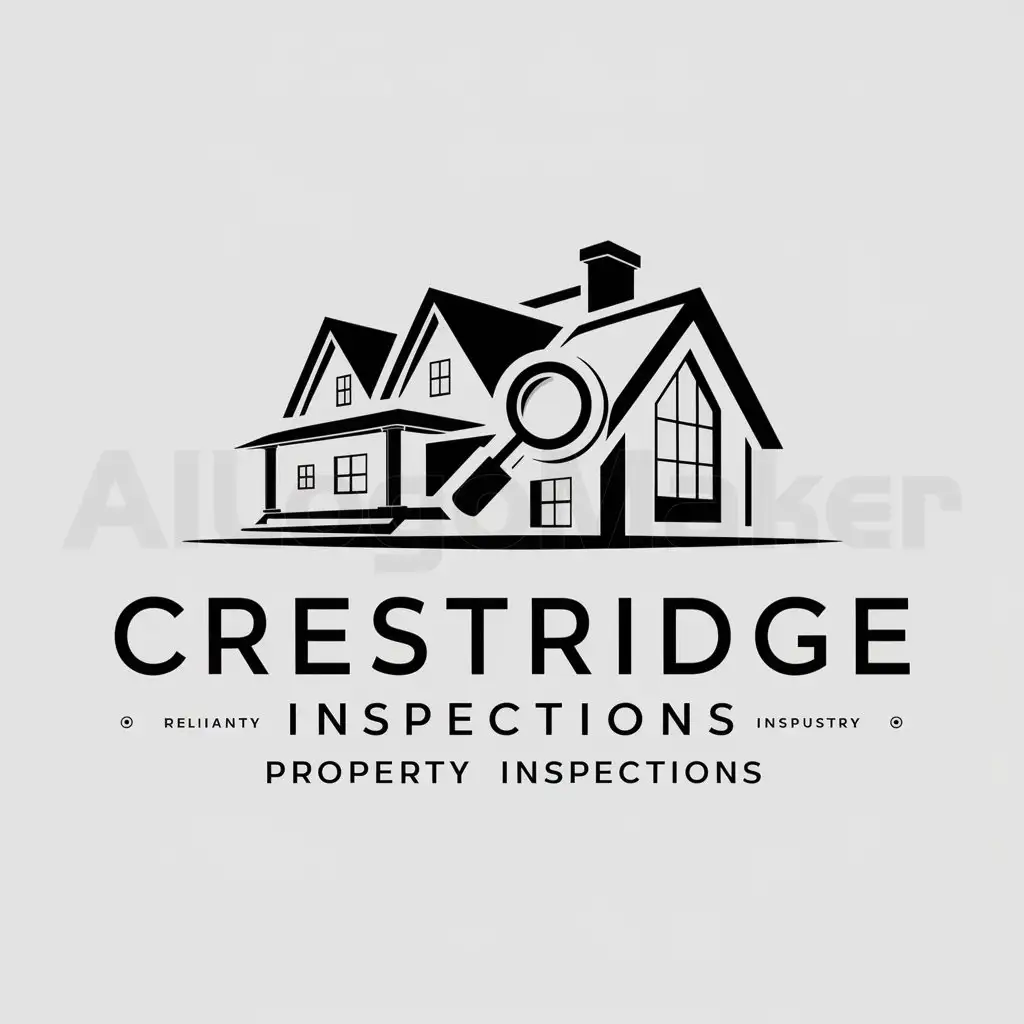 a logo design,with the text "Crestridge Inspections", main symbol:a house, a magnifying glass, a done,Moderate,be used in Property Inspections industry,clear background