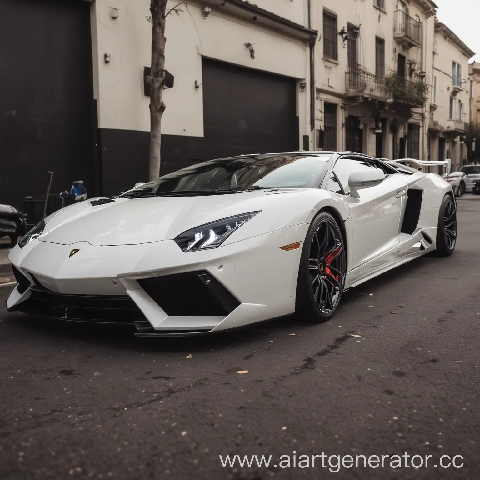 Luxury-White-Lamborghini-Sports-Car-Driving-on-City-Street