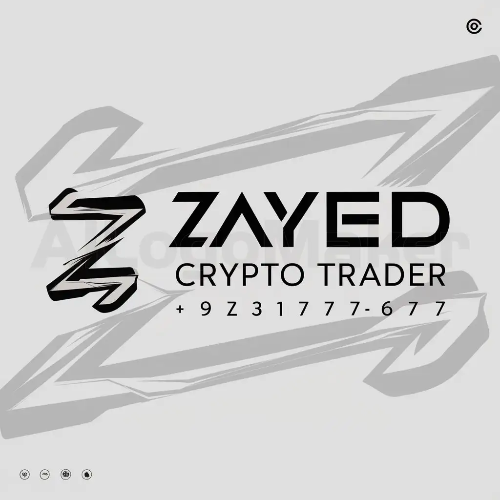 a logo design,with the text "crypto trader", main symbol:ZAYED crypto trader +923317777677,Moderate,be used in Finance industry,clear background