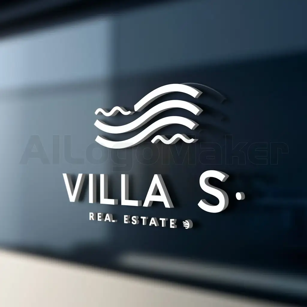 a logo design,with the text "Villa S", main symbol:Sea,Minimalistic,be used in Real Estate industry,clear background