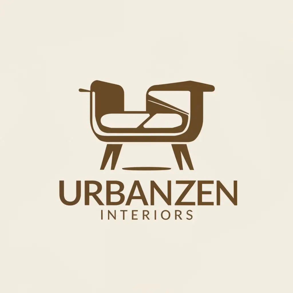 a logo design,with the text "URBAN ZEN INTERIORS", main symbol:Furniture,Minimalistic,be used in Others industry,clear background