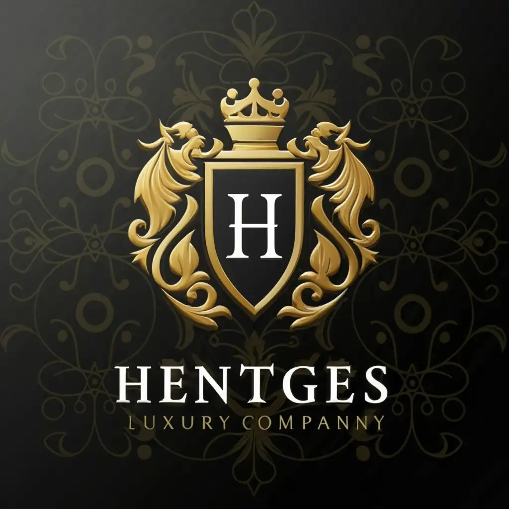 a logo design,with the text "Hentges Luxury Company", main symbol:Heraldic crest, regal, elegant,complex,be used in Beauty Spa industry,clear background