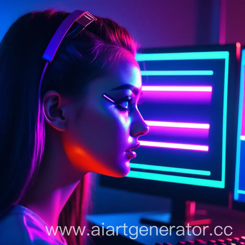 Girls-Face-Enthralled-by-Synthwave-Monitor
