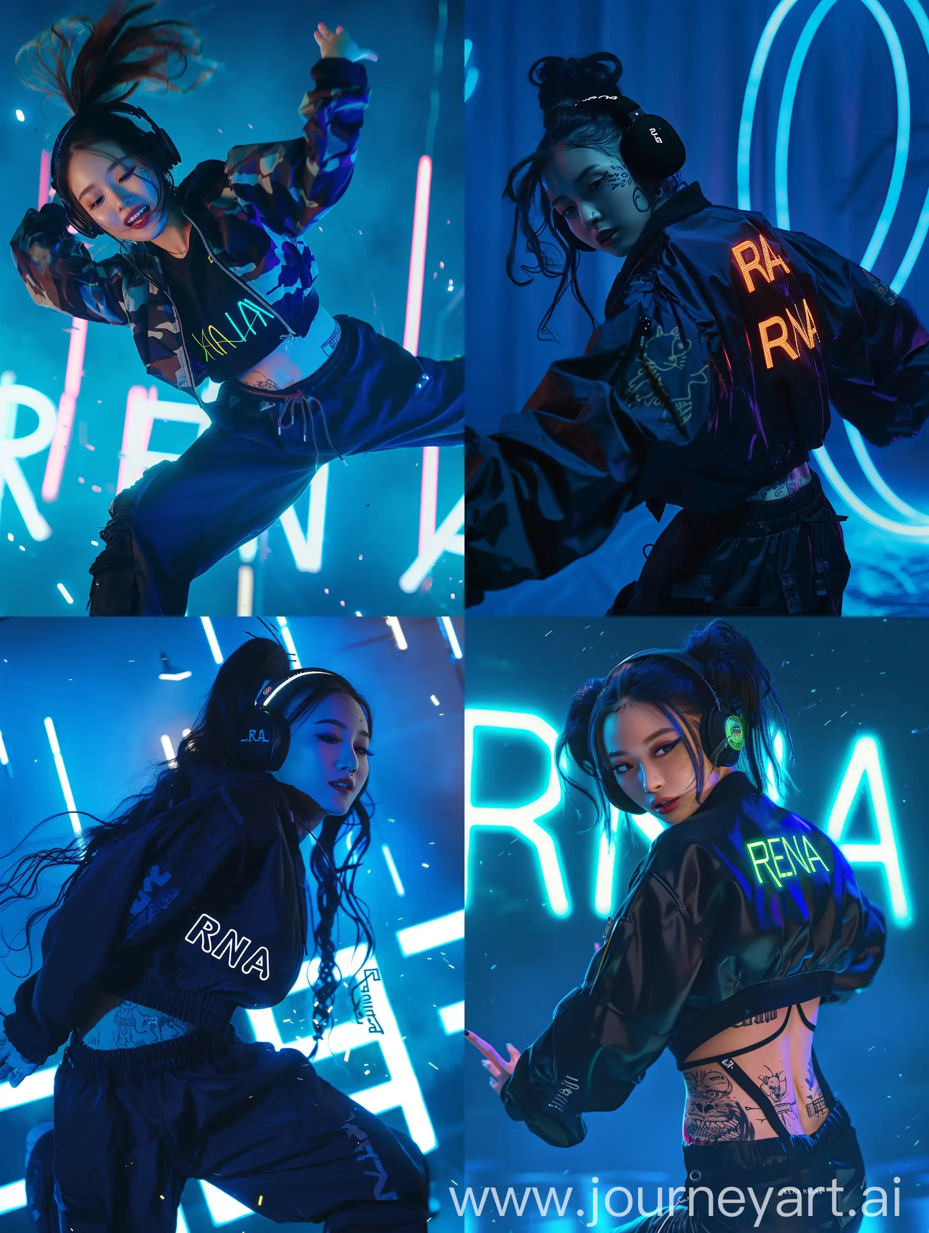Korean-Woman-Dancing-in-Air-with-RENA-Glowing-Headphones