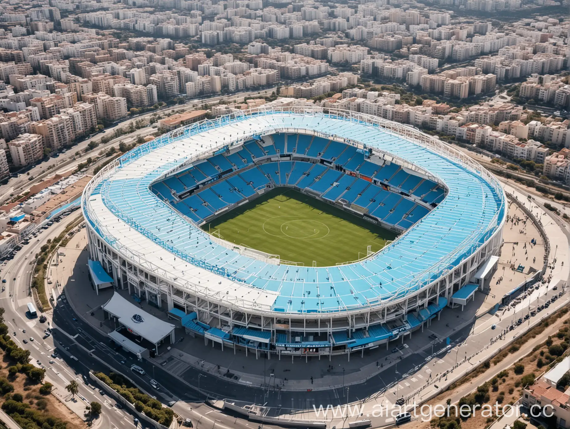 Aerial-View-of-Malaga-Football-Stadium-in-Sunny-Spain